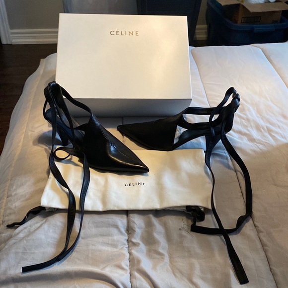 Celine Shoes - Celine black leather heels